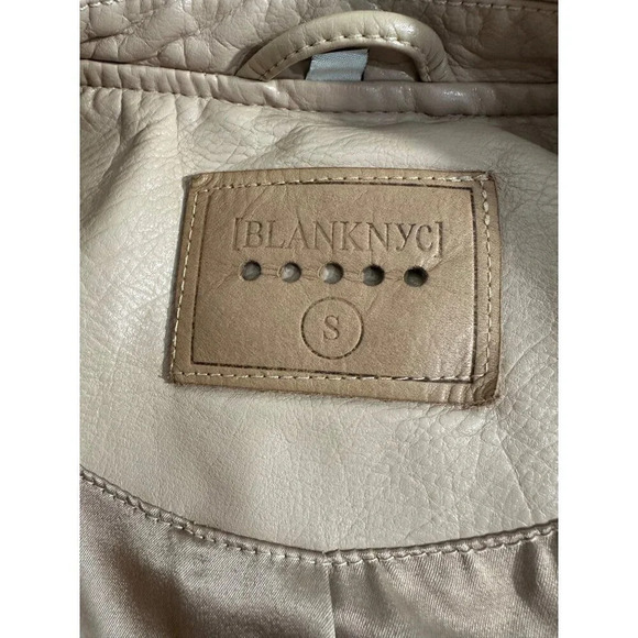 BLANK NYC Faux Leather Moto Jacket in Natural Light Small Womens Vegan Coat - Picture 10 of 16